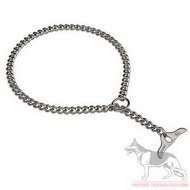 Collare a strozzo cromato con maniglia, 3 mm per Pastore tedesco Collare a strozzo cromato con maniglia, 3 mm per Pastore tedesco