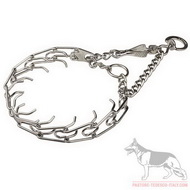 Collare cromato con le punte con moschettone, 3,99 mm per cane Collare cromato con le punte con moschettone, 3,99 mm per cane