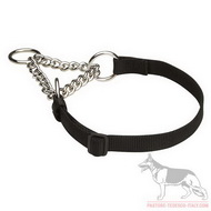 Collare a strozzo in acciaio cromato e nylon, 3,9 mm per cane