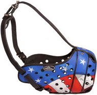 Museruola in cuoio "Bandiera Americana" per Pastore tedesco Museruola in cuoio "Bandiera Americana" per Pastore tedesco