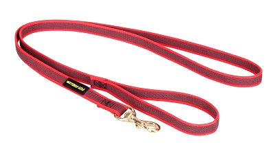Guinzaglio di colore rosso in nylon gommato per cani